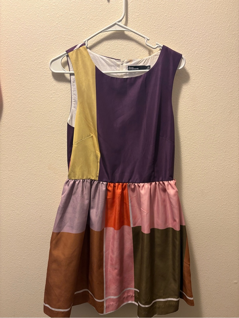 Dear Creatures Colorblock Sleeveless Dress in Purple, Pink & Olive Anthropologie